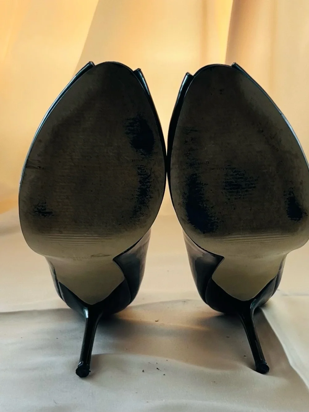 Enzo Angiolini Black Patent Open-Toe Pumps